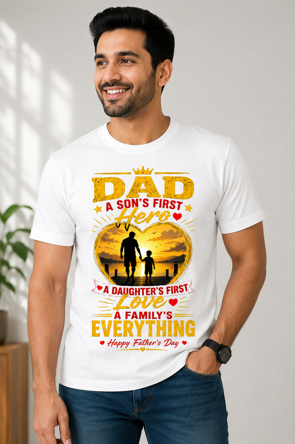 Dad A Son's First Hero Father's Day T-Shirt | Meaningful Gift for Dad
